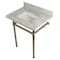 Kingston Brass 30X22 Marble Vanity Top W/ Brass Feet Combo, Marble/ Nickel KVPB30MBSQ6 - alternate 1